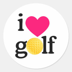 Adesivo Redondo Eu amo o golfe