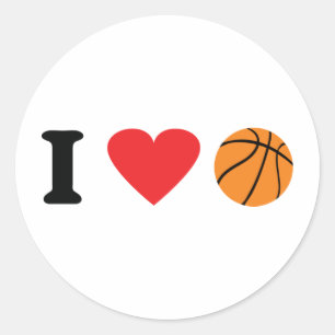Adesivo Redondo Eu amo o ícone do basquetebol
