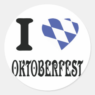 Adesivo Redondo Eu amo o ícone o mais oktoberfest