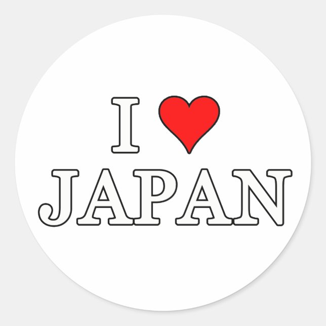 Adesivo Redondo Eu amo o Japão (Frente)