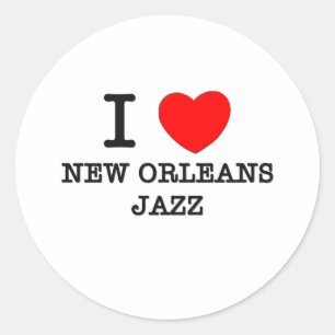 Adesivo Redondo Eu amo o jazz de Nova Orleães