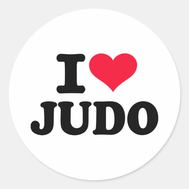 Adesivo Redondo Eu amo o Judo (Frente)