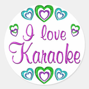 Adesivo Redondo Eu amo o karaoke