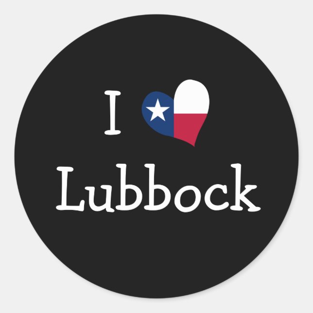 Adesivo Redondo Eu amo o Lubbock Texas (Frente)