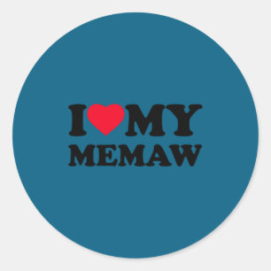 Adesivo Redondo Eu Amo o Meu Coração da Memaw Avó Família Manga Lo