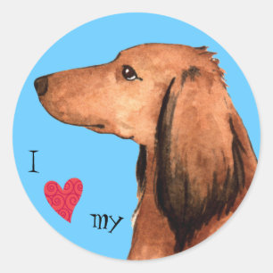 Adesivo Redondo Eu Amo o meu Dachshund