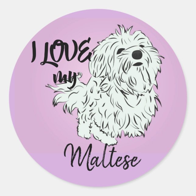 Adesivo Redondo Eu amo o meu maltês (Frente)