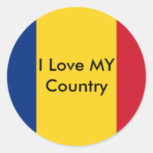 Adesivo Redondo Eu Amo O Meu País Romênia Bandeira O MUSEU Zazzle