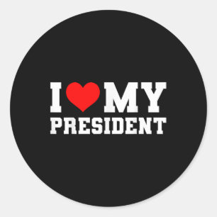 Adesivo Redondo Eu Amo O Meu Presidente Donald Trump 2024 I Heart