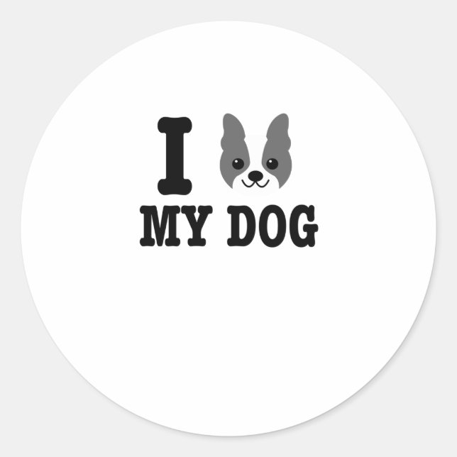 Adesivo Redondo Eu Amo O Meu Sobrenome De Cachorro De Boston, Pet  (Frente)