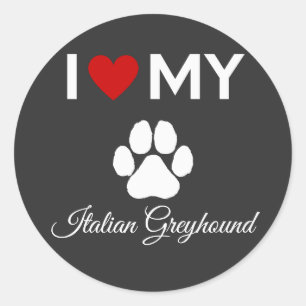 Adesivo Redondo Eu amo o meu texto personalizado de cão grego ital