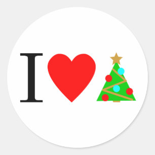 Adesivo Redondo Eu amo o Natal / eu amo o palito de Natal
