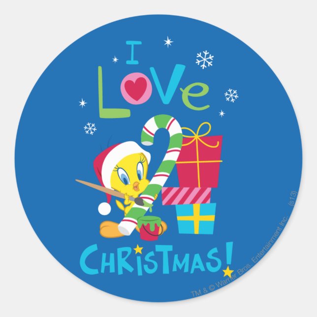 Adesivo Redondo Eu Amo o Natal - TWEETY™ (Frente)