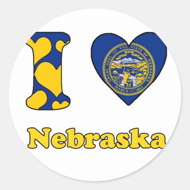 Adesivo Redondo Eu amo o Nebraska (Frente)