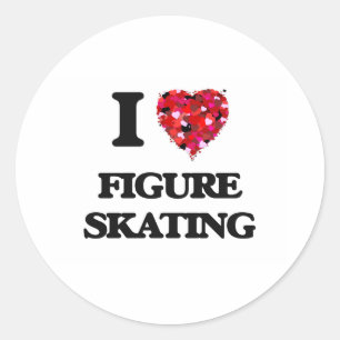 Adesivo Redondo Eu amo o patinagem artística