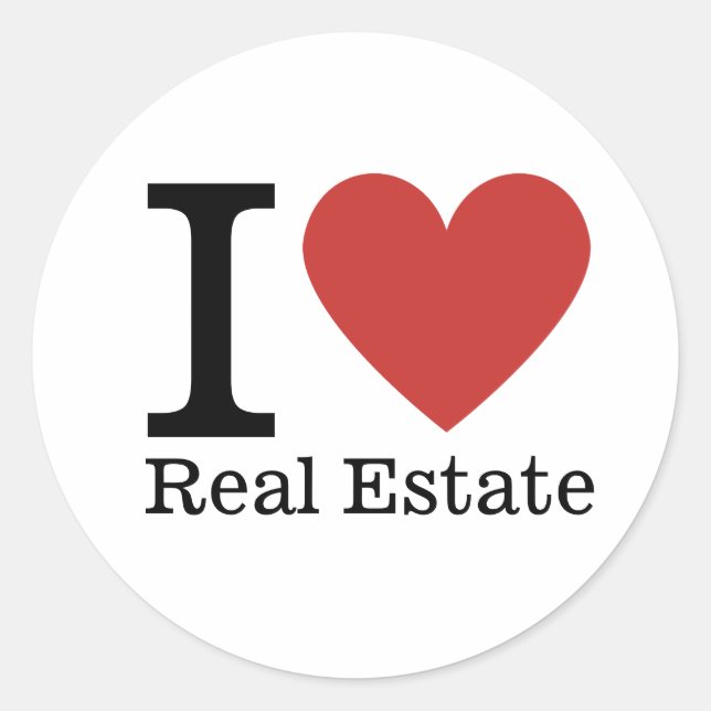 Adesivo Redondo Eu ❤️ Amo O Real Estate STICKER (Frente)