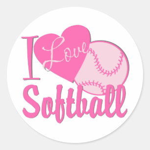 Adesivo Redondo Eu amo o rosa do softball