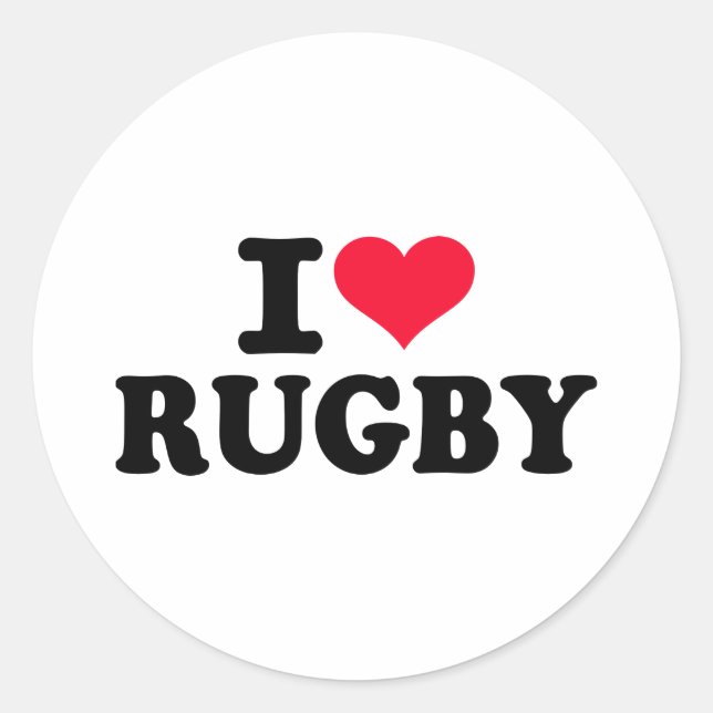 Adesivo Redondo Eu amo o rugby (Frente)