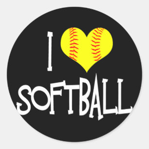 Adesivo Redondo Eu amo o softball