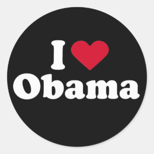 Adesivo Redondo Eu amo o t-shirt de Obama