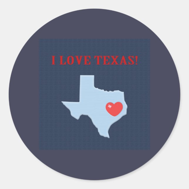 Adesivo Redondo Eu amo o Texas (Frente)