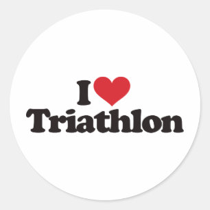 Adesivo Redondo Eu amo o Triathlon