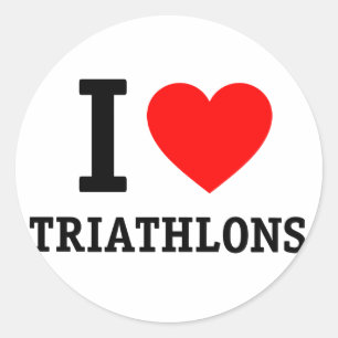 Adesivo Redondo Eu amo o Triathlon