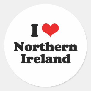 Adesivo Redondo Eu amo o Tshirt de Irlanda do Norte