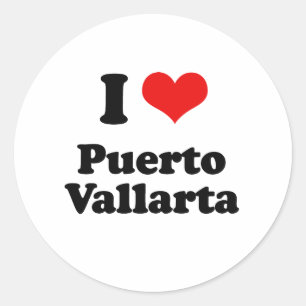 Adesivo Redondo Eu amo o Tshirt de Puerto Vallarta