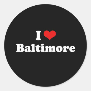 Adesivo Redondo Eu amo o Tshirt do branco do Tshirt de Baltimore