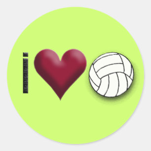 Adesivo Redondo eu amo o voleibol