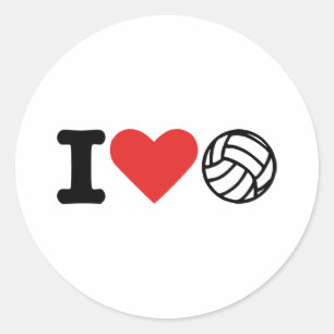 Adesivo Redondo Eu amo o voleibol