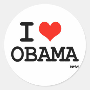 Adesivo Redondo Eu amo Obama
