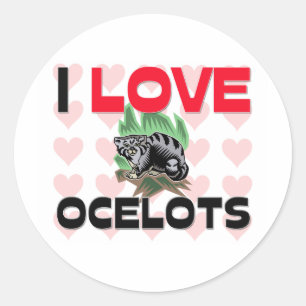 Adesivo Redondo Eu amo Ocelots