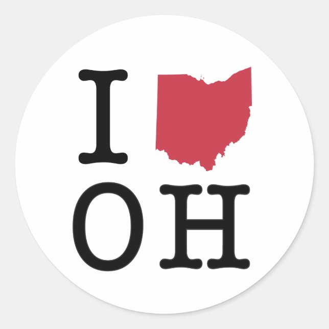 Adesivo Redondo Eu amo Ohio (Frente)