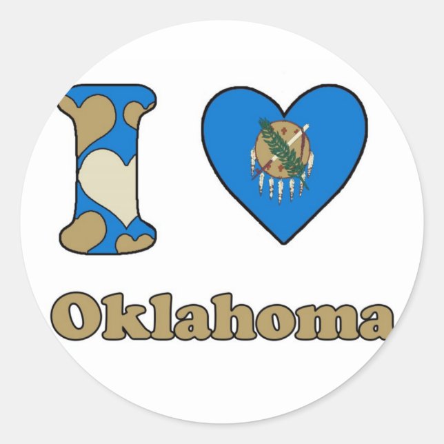 Adesivo Redondo Eu amo Oklahoma (Frente)