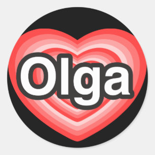 Adesivo Redondo Eu amo Olga. Eu te amo, Olga. Coração