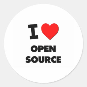 Adesivo Redondo Eu amo Open Source