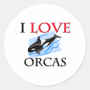 Adesivo Redondo Eu amo orcas
