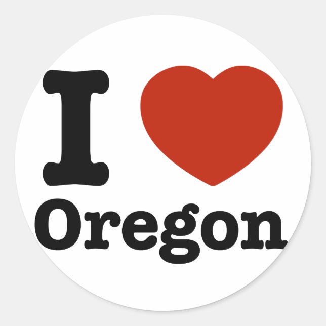 Adesivo Redondo Eu amo Oregon (Frente)