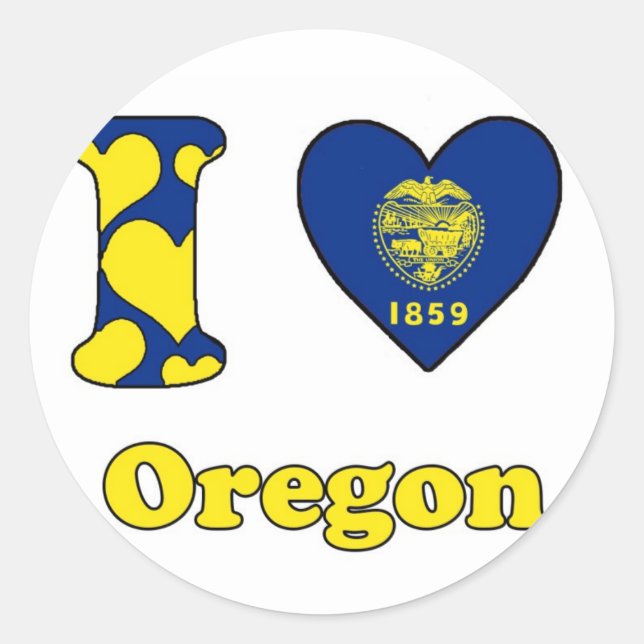 Adesivo Redondo Eu amo Oregon (Frente)