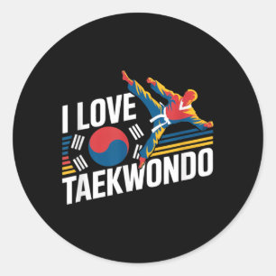 Adesivo Redondo Eu Amo Orgulho das Artes Marciais Taekwondo