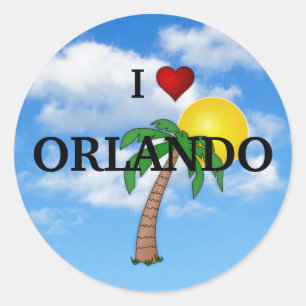 ADESIVO REDONDO EU AMO ORLANDO - PALM TREE E SUNSHINE