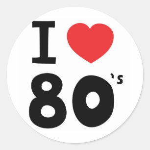 Adesivo Redondo Eu amo os anos 80
