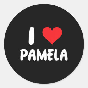 Adesivo Redondo Eu Amo Pamela - Coração - Nome