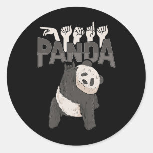 Adesivo Redondo Eu amo Panda Sinal de Mão Asl Conscientização sobr