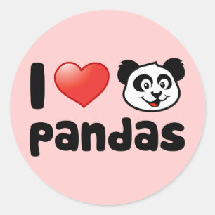 Adesivo Redondo Eu Amo Pandas