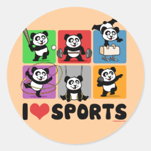Adesivo Redondo Eu Amo Pandas Esportivas