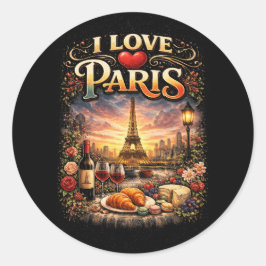 Adesivo Redondo Eu Amo Paris