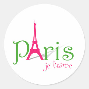 Adesivo Redondo Eu amo Paris